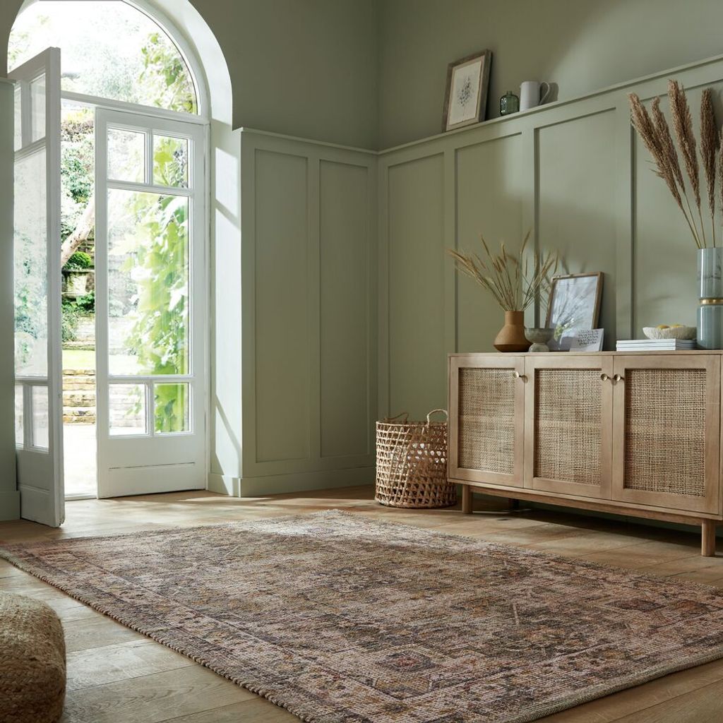 Robuster Vintage-Teppich aus Jute & Polyester, ideal für viel genutzte Räume, rutschfest, braun-grün - "Deepe". 160x230 cm | Kadima Design
