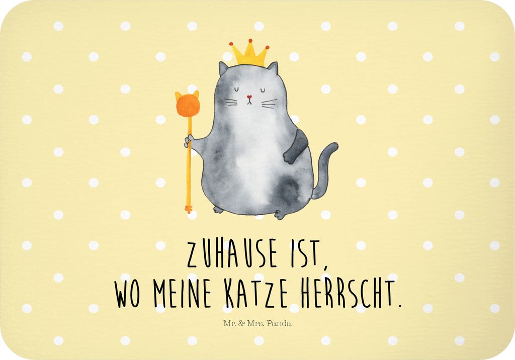 Mr. & Mrs. Panda magnet Katze König - Gelb Pastell - Geschenk, whiteboardmagnet, tafelmagnet, Queen, holzmagnet, Notizhalter, Haha, Cats, Kühlsch...
