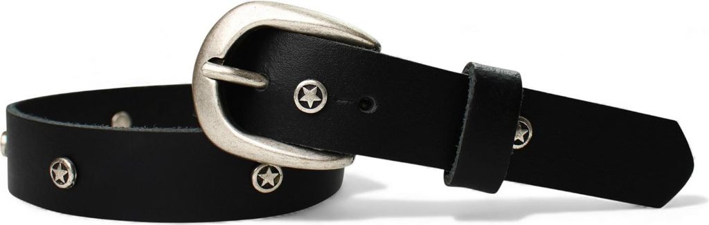 FRONHOFER Kindergürtel mit Schnalle in silber, echt Leder mit Stern Nieten,2,5cm