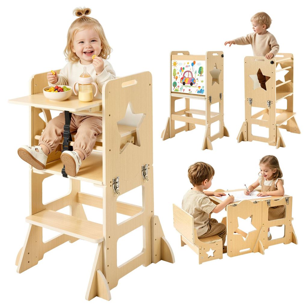 VEVOR Lernturm für Kinder von 1-5 Jahren, Holz, 6-in-1 Produktbild 