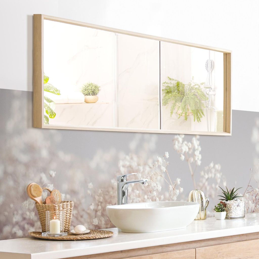 Wandverkleidung Bad Blumen selbstklebend - 0.35 mm Wandpaneel matt wasserfest Design beige Landhaus Badrückwand fugenlos 175x50 cm