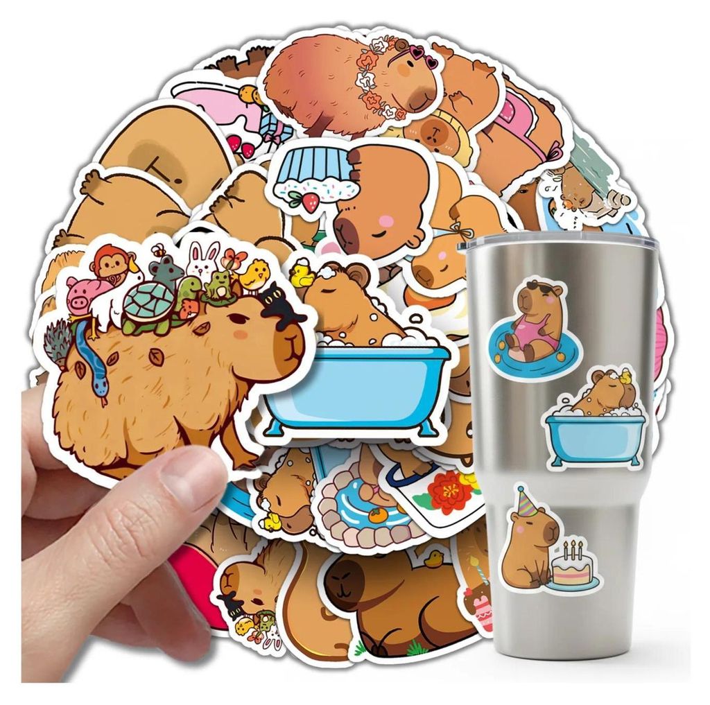 Bunte Capybara-Aufkleber, 50er-Set, zum Basteln für Kinder Produktbild 
