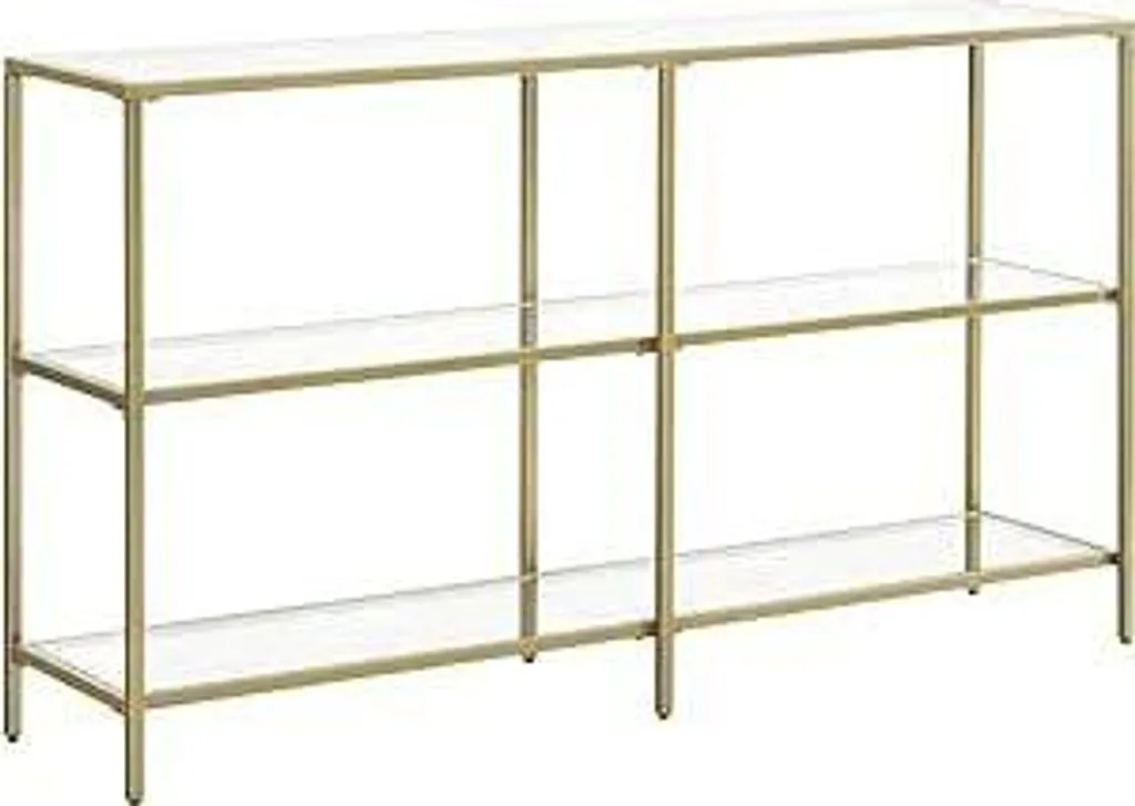 VASAGLE Table Console 130cm en Verre Trempé et Métal Noir LGT025B01