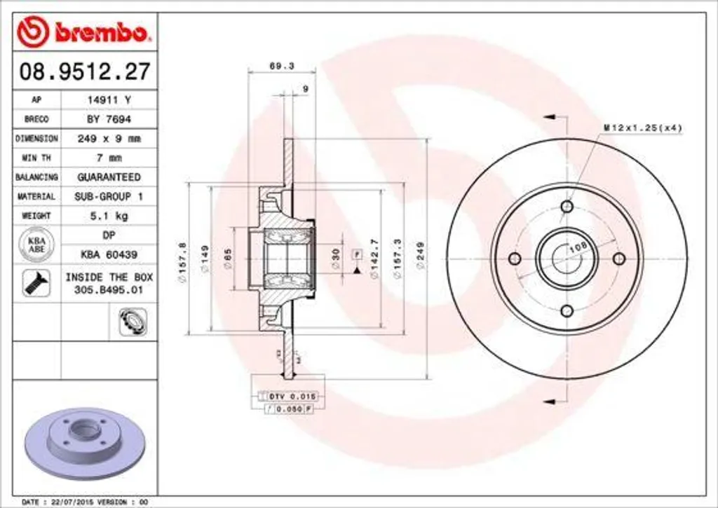 Éliminez les vibrations au freinage avec le disque Brembo 08.9512.27