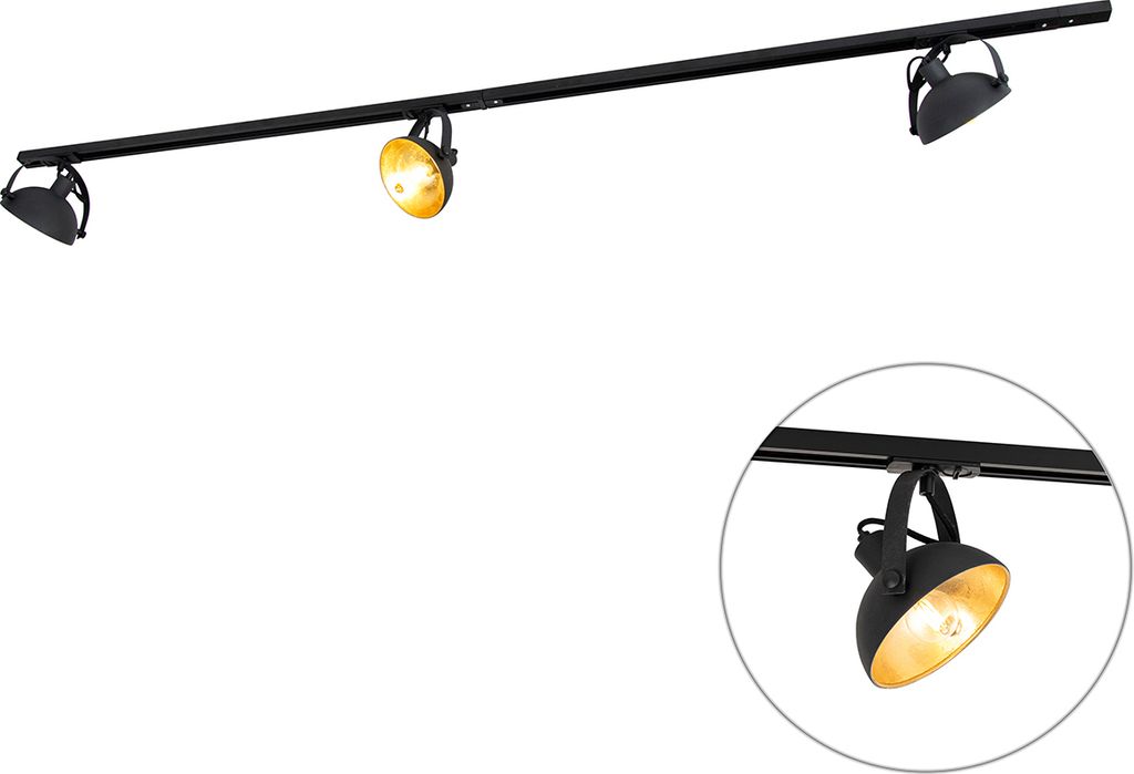 QAZQA - Modern 1-Phasen-Schienensystem I Spotlight I Deckenspot I Deckenstrahler I Strahler mit 3-flammig Spotbalken Spot I Spotlight I Deckenspot ...