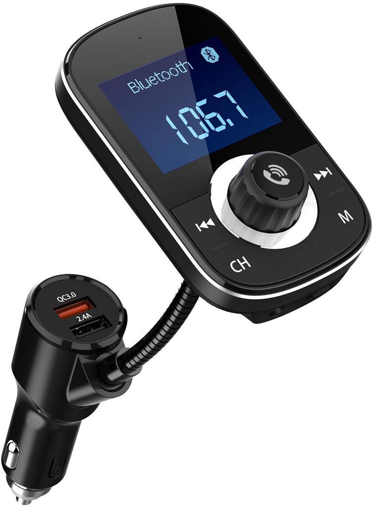 CHGeek FM Transmitter Quick Charge 3.0 Radio Adapter Bluetooth FM Transmitter 