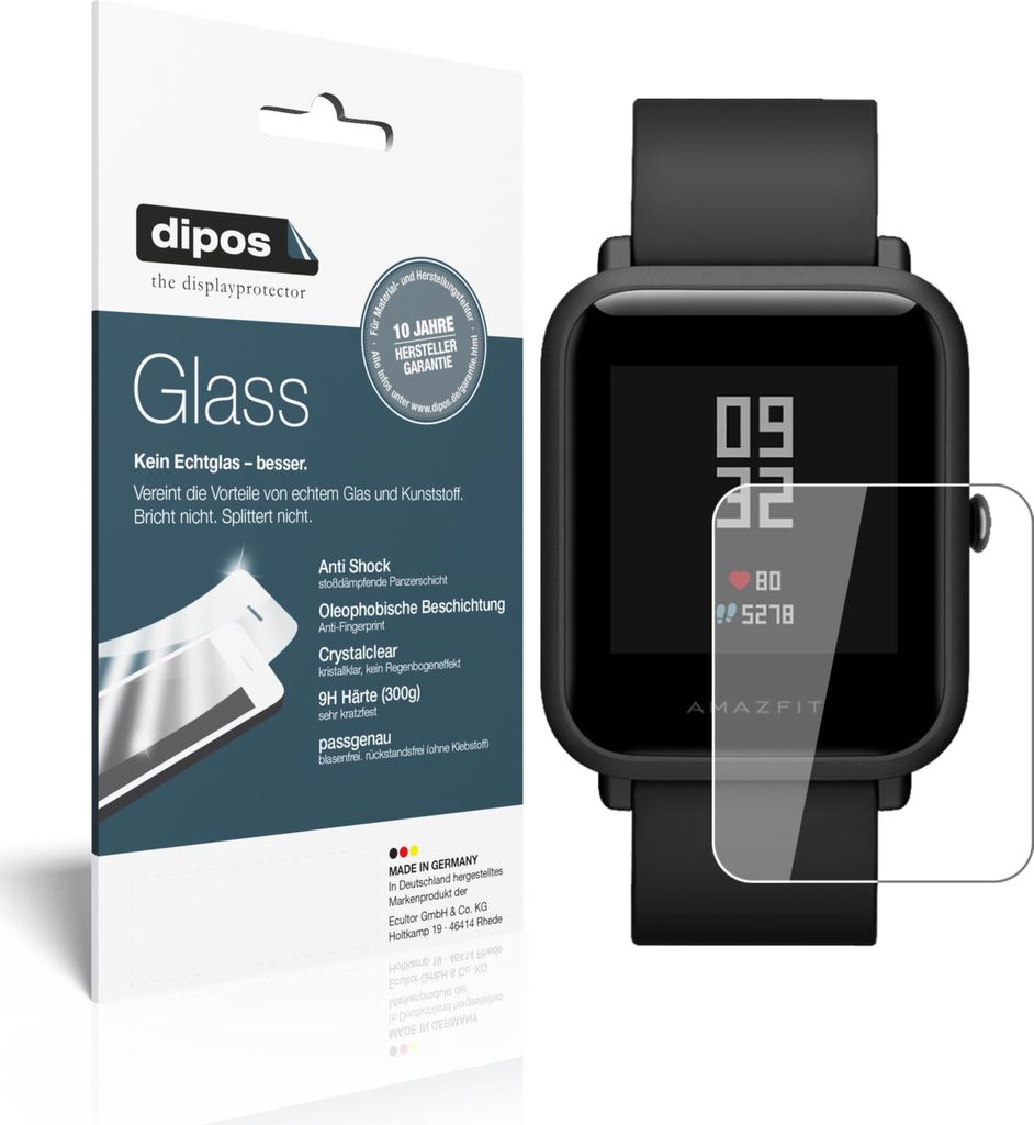 2x Schutzfolie für Huami Amazfit Bip S - Anti-Shock 9H Folie dipos Glass Kunststoffglas