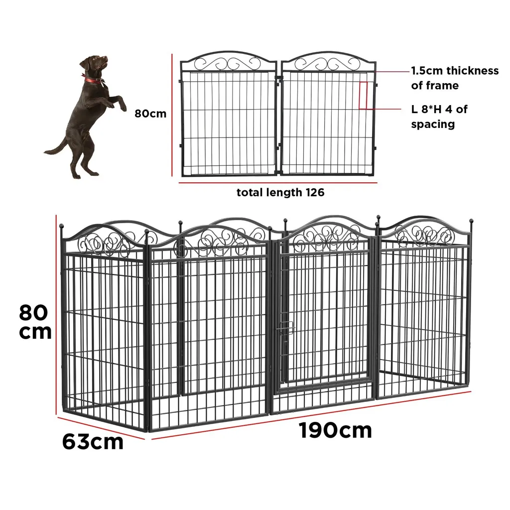 Parc pour chiens portable de conception robuste avec porte, noir