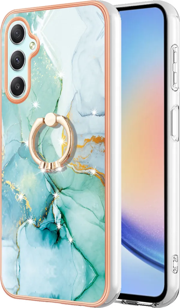 Custodia Samsung Galaxy A24 4G Silicone TPU Marmo con Supporto Anello