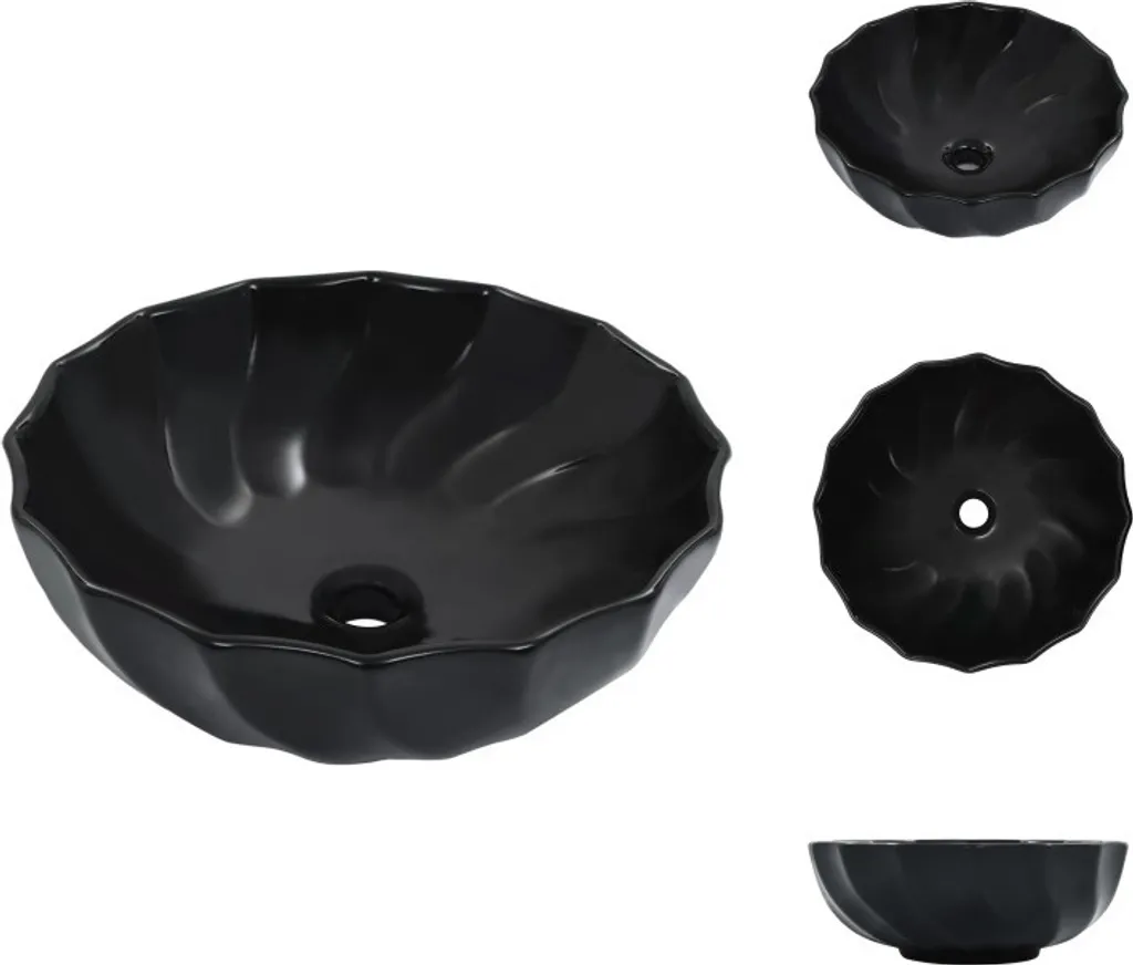 VidaXL Lavabo in Ceramica Nera 46x17 cm | Lavandino Arredo Bagno Design