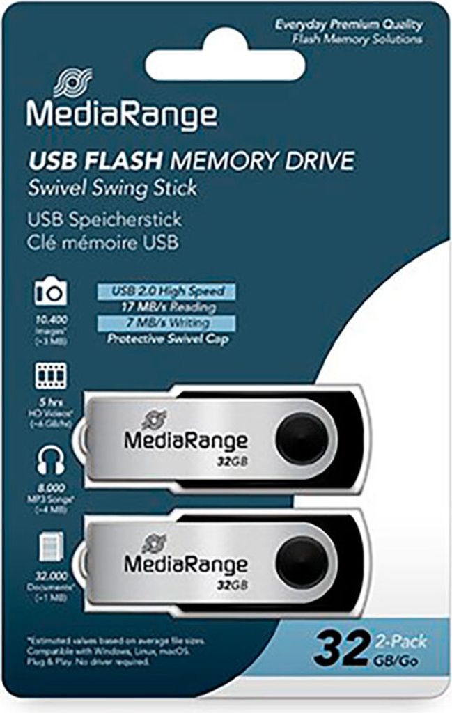 MediaRange MR911-2, 32 GB, USB Typ-A, 2.0, 17 MB/s, Produktbild 