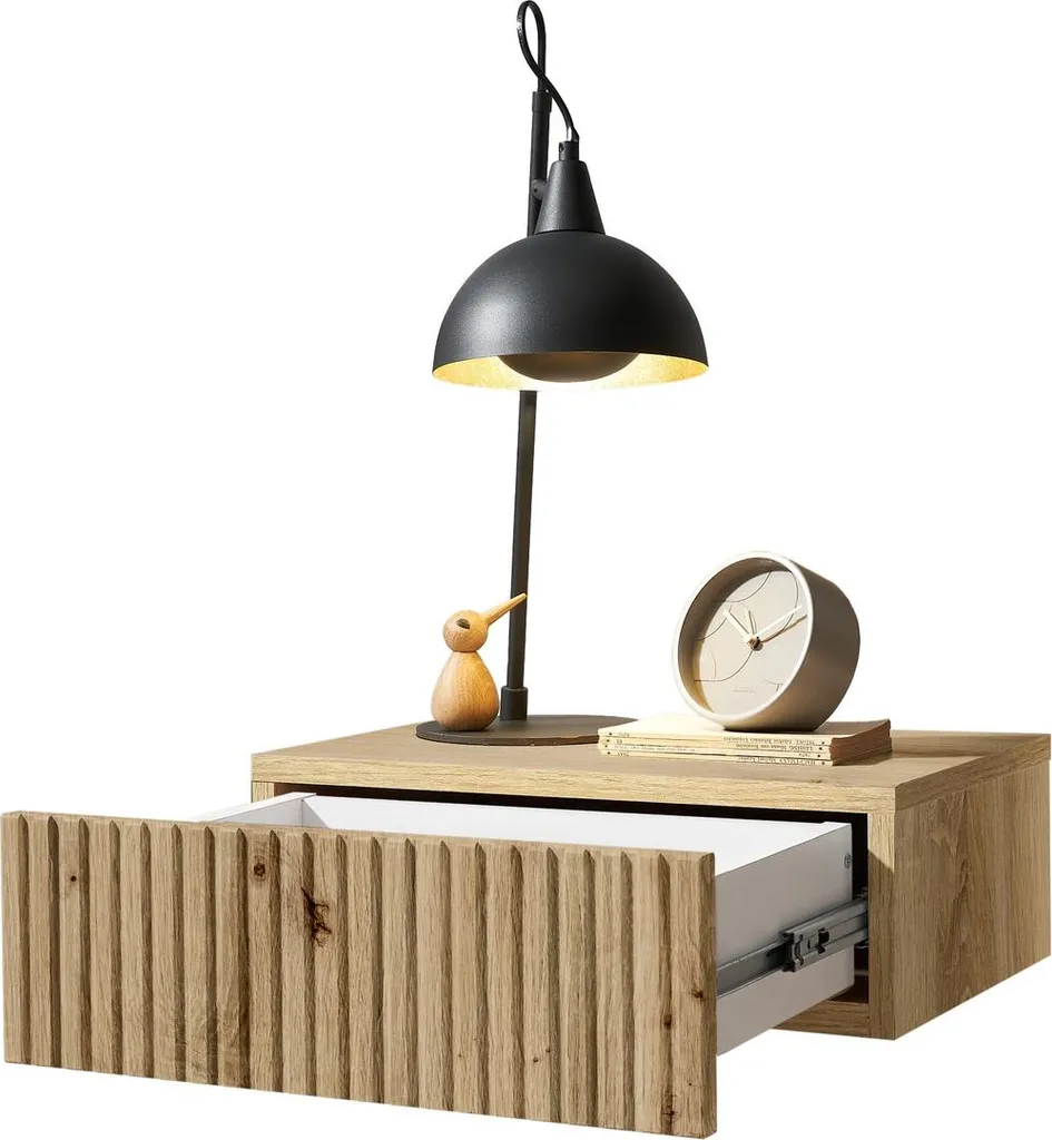 Table de Chevet Suspendue TABONI Chêne Artisan - Tiroir 42x14x30 cm