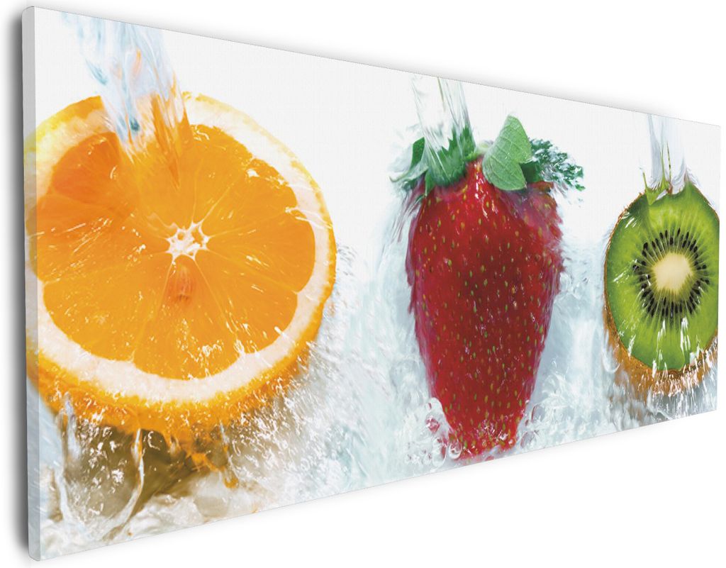 Wallario Premium Leinwandbild Frische Früchte übergossen Produktbild 