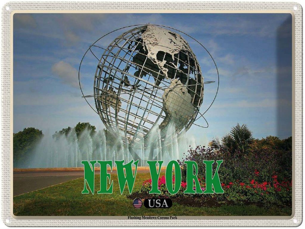 vianmo Blechschild 30x40 cm New York USA Flushing Meadows-Corona Park Bildmotiv Reisemotiv Abenteuer Reisen