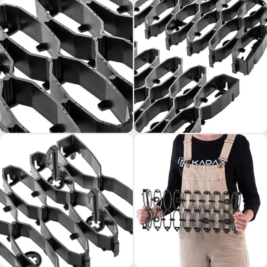 Dalles de stabilisation gazon modules 47cm noir - Pack de 20 plaques