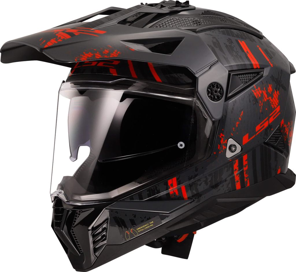 Enduro Helm LS2 MX702 PIONEER II Crazy Matt Schwarz Grau Produktbild 