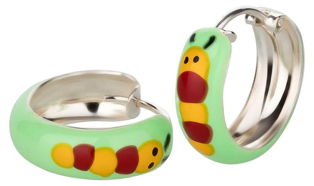 Ohrringe Creolen 925 Silber Kinder Mädchen Damen bunt Geschenk Wurm