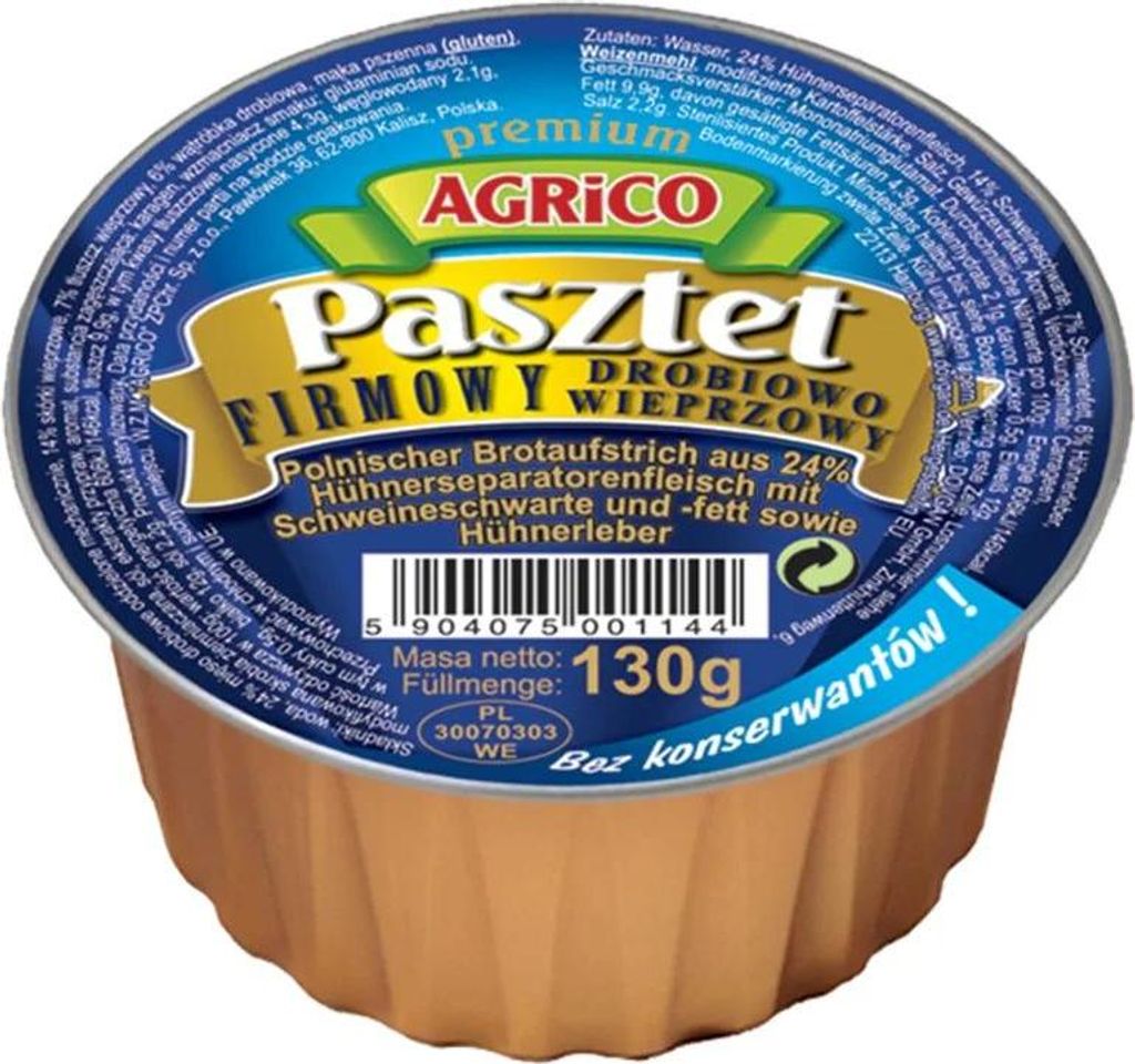 Agrico "Pasztet drobiowy" Geflügelpastete 130g Produktbild 