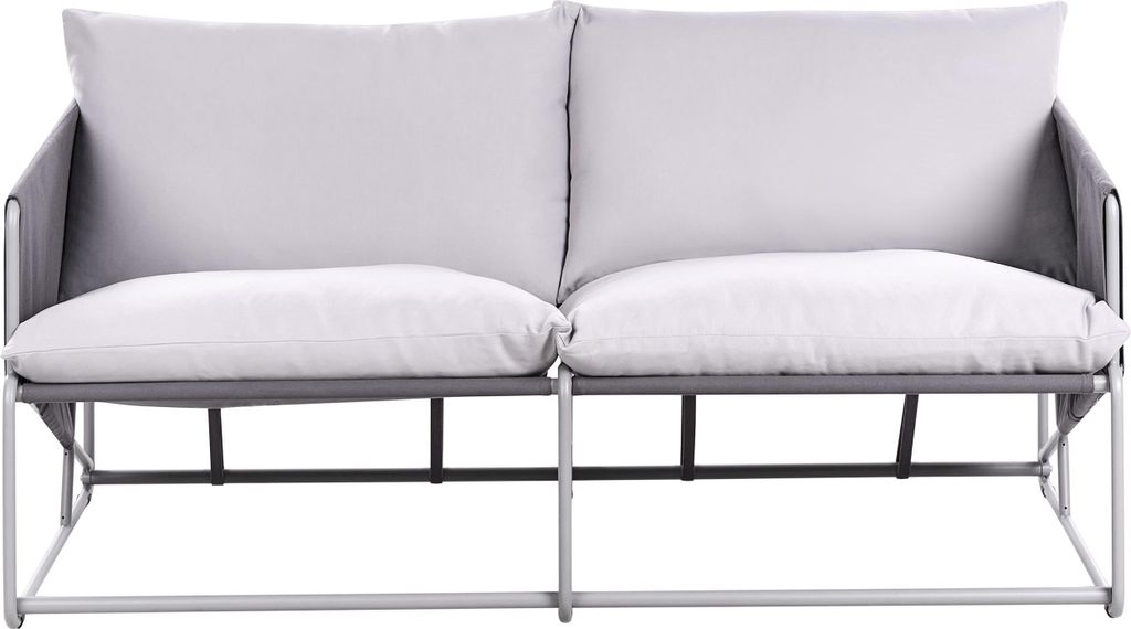 BELIANI Gartensofa Grau Metall 2-Sitzer mit Armlehnen mit Kissen Niedrig Extra Breite Sitzfläche Modernes Design Outdoor Indoor Garten Terrasse