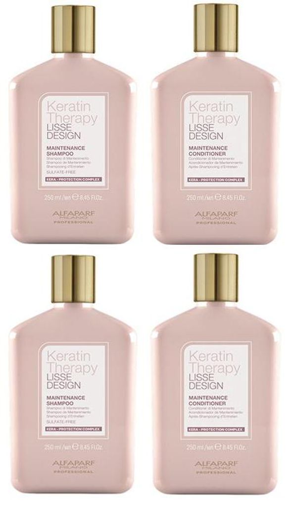 Alfaparf Keratin Therapy Lisse Design Maintenance Shampoo 2x250ml + Conditioner 2x250ml