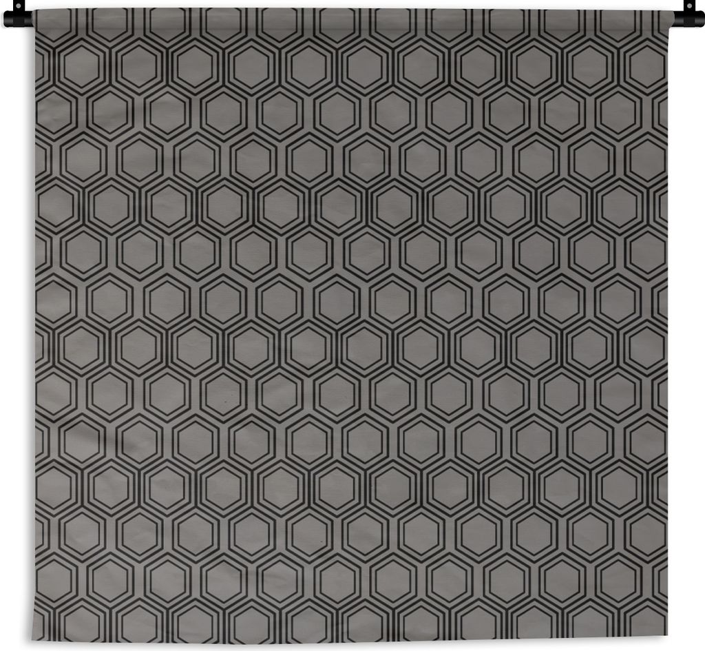 MuchoWow Wandteppich Wandbehang Sechseck - Muster - Linie 150x150 cm Tapisserie Dekoration Wandtuch - Wohnaccessoires - Modernes