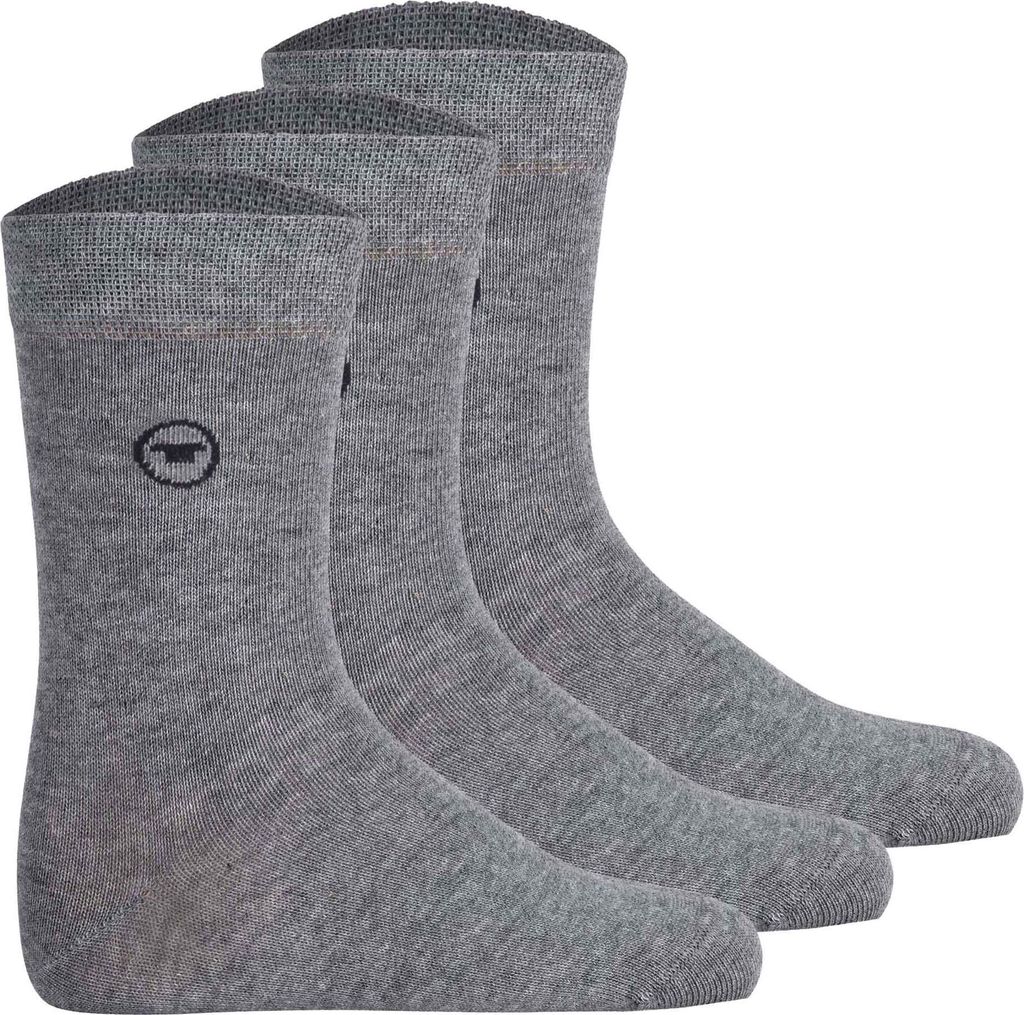 TOM TAILOR Uni Kinder Socken, 3er Pack - Strümpfe, Baumwolle, Logo, einfarbig Grau 35-38