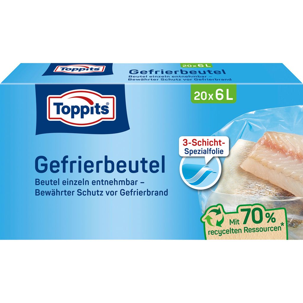 TOPPITS Gefrierbeutel 20 x 6 Liter 290 x 410 mm 20 Beutel Produktbild 