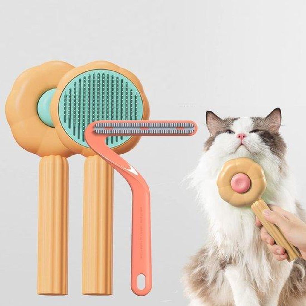 Selbstreinigende Bürste für Katzen und Hunde, Kurzhaar, Langhaar, Pflege