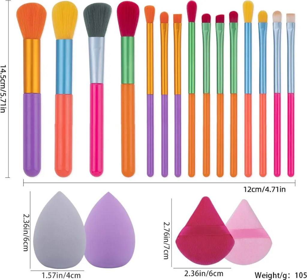 INF Set 15 Pennelli Trucco Acquerello - Morbide Fibre Sintetiche - 2