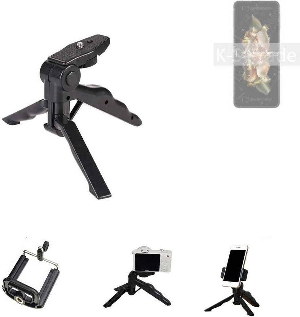 K-S-Trade Stativ Tisch-Ständer Dreibein Handy-Stativ Ständer kompatibel mit Samsung W23 Flip Mini-Stativ Smartphone Tripod Handy-Stativ aus Plastik