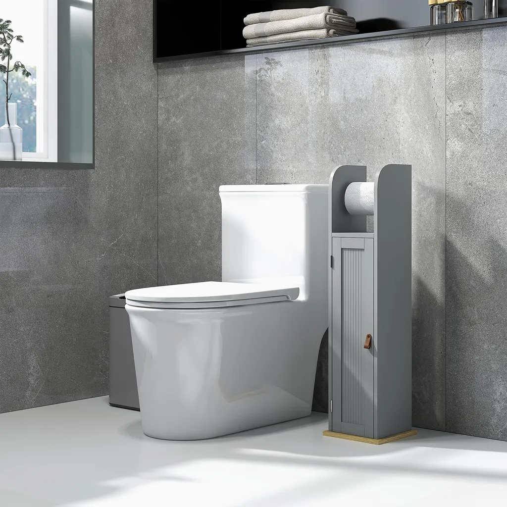 Meuble WC gain de place gris 80 cm de haut avec étagères modulables - 9