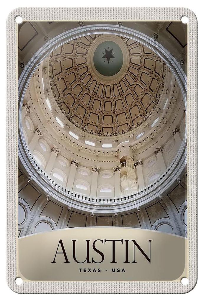 Blechschild Reise 12x18cm Austin Texas USA Amerika Architektur Schild