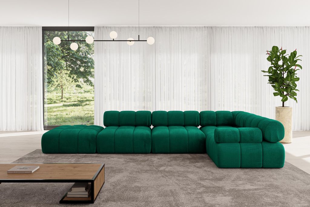 ALTDECOR Modulares Sofa Ecksofa in L-Form - Felto-L2 - 380x190x70 cm Dunkelgrün Corner modular Sofa Eckcouch Couch Wohnlandschaft Cauchsofa Polste...