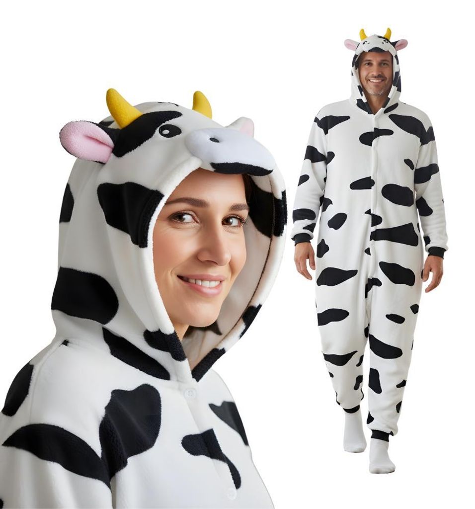 Onesie Kigurumi Pyjamas Kuh Verkleidung Kostüm S: 145 - Produktbild 