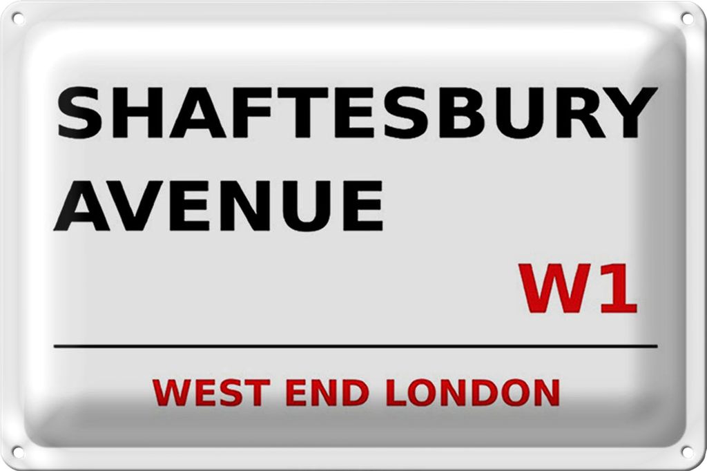 Blechschild London 18x12cm West End Shaftesbury Avenue W1