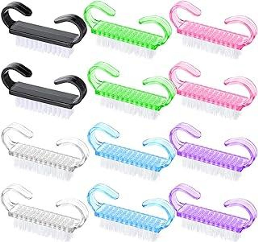 AOZUO 12 Stück Nagelbürste mit Griff,Nail Brush,Handbürste zum Reinigen Der Fingernägel Nagelbürsten Nagelschrubber Fingernagelbürste Handrei...
