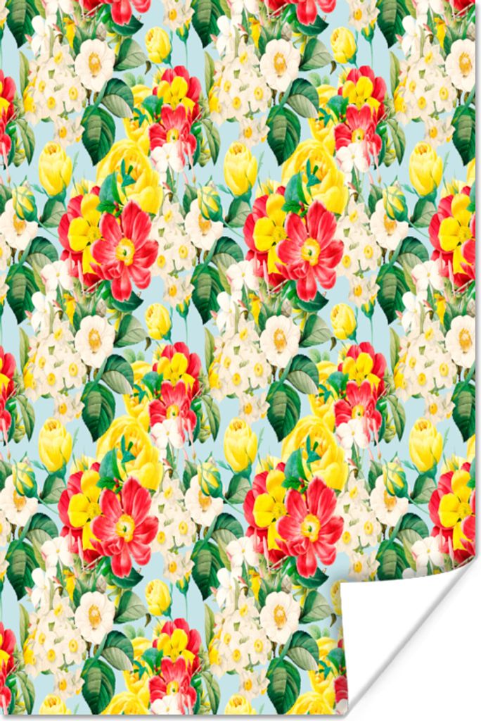 MuchoWow Poster Blumen - Frühling - Muster 20x30 cm - Papierdruck