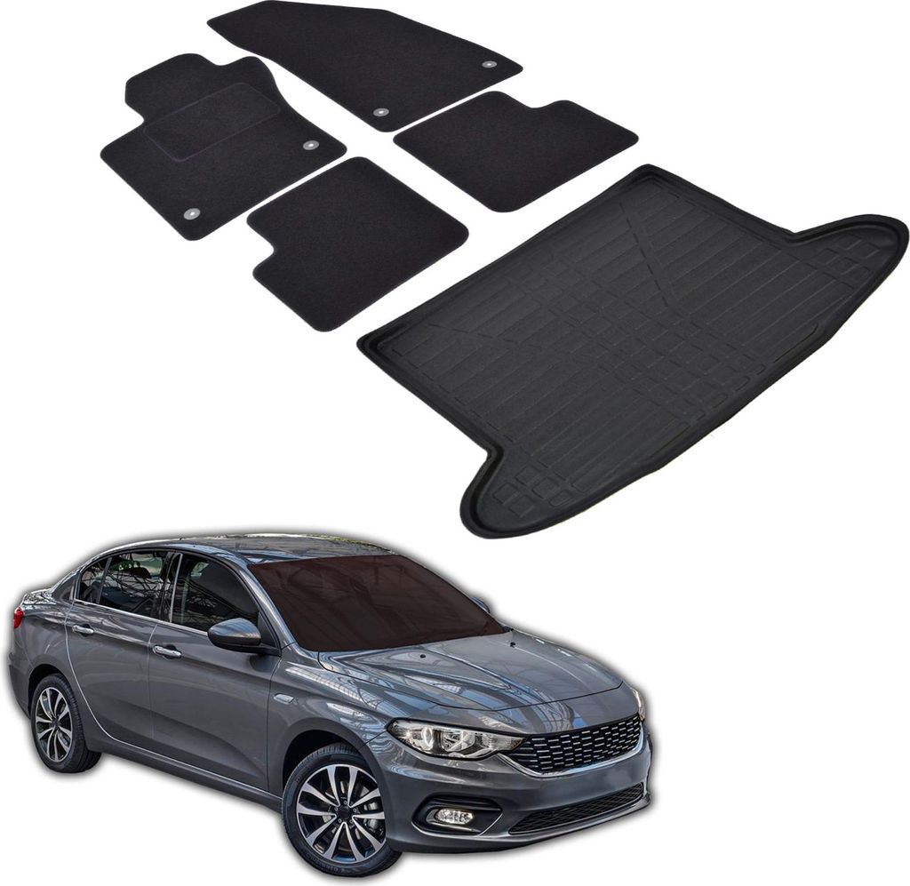 Kofferraumwanne Fußmatten Set Für Fiat Tipo Ab 2015 Stufenheck, Genaue Passform