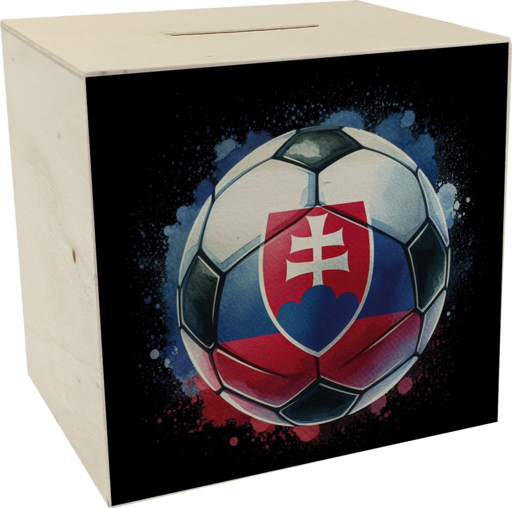 Fußball Slowakei Flagge Spardose aus Holz