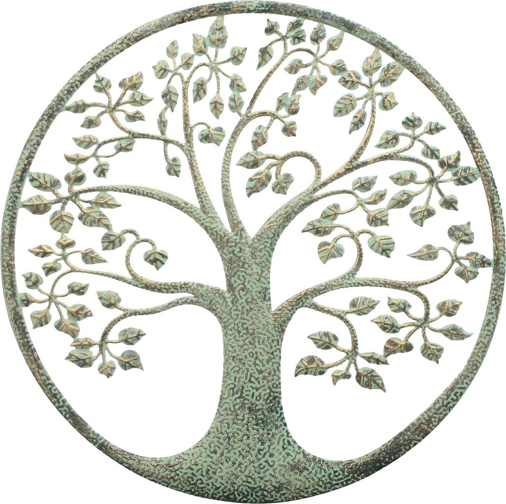Wandbild Baum des Lebens Metall mintgrün – Ø 40cm, Wanddeko Produktbild 
