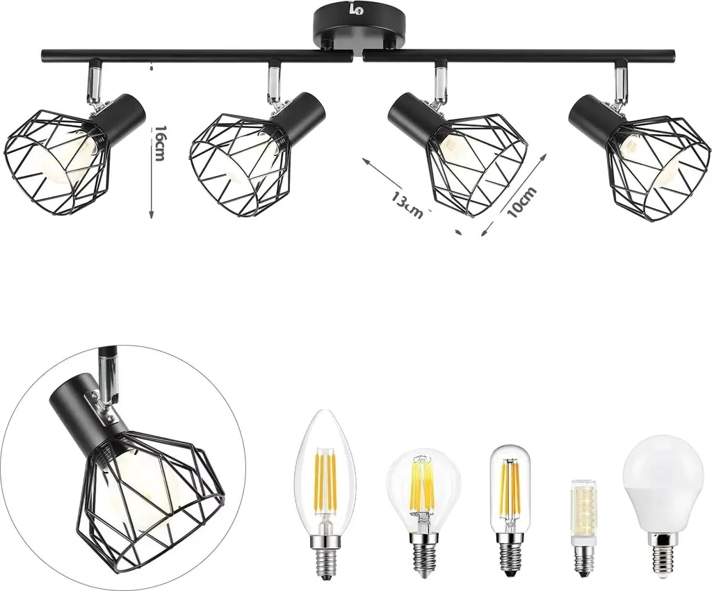 Projecteur de Plafond Orientable 4 Spots - Installation Autonome AC