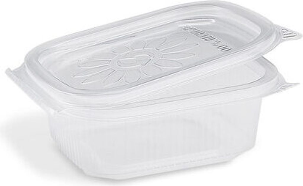 250x Feinkostbecher mit fixem Deckel Ripboxx Tiny klar PP 127x108x44mm 250ml