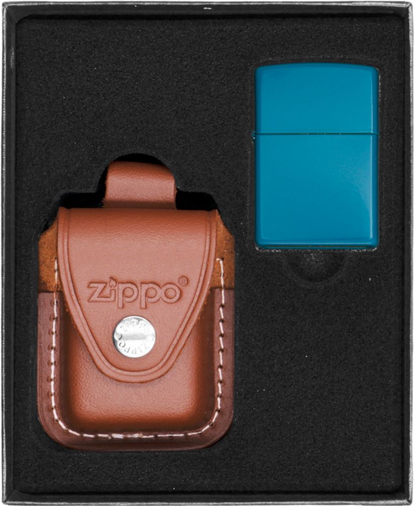Feuerzeug-Set ZIPPO REG FLAT TURQ Geschenk No2