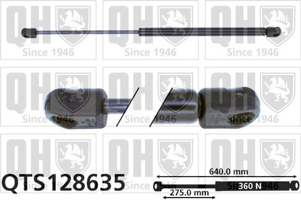 QUINTON HAZELL QTS128635 Gasfeder Heckklappendämpfer passend für PEUGEOT 104 640mm