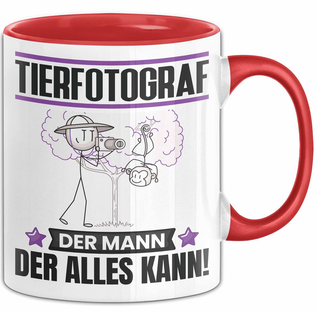 Tierfotograf Tasse Geschenk für Tierfotograf Der Mann Der Alles Kann Geschenkidee zum Geburtstag (Rot)