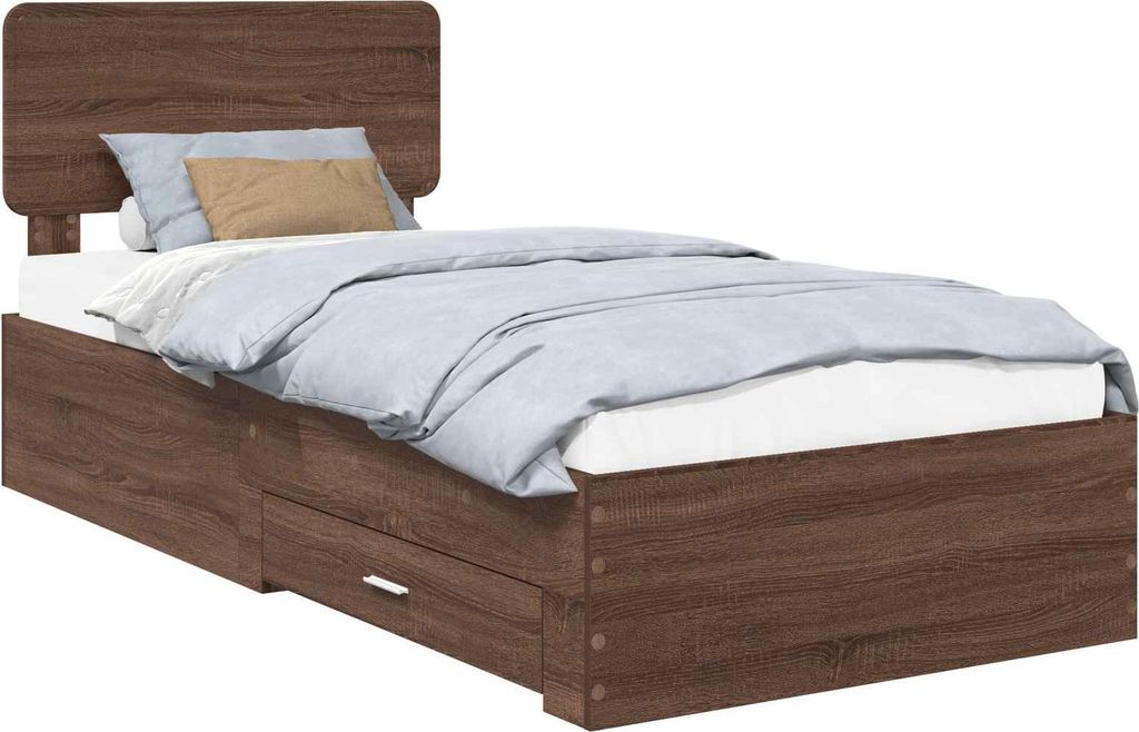 vidaXL Bettrahmen Braun Eichen-Optik 75 x 190 cm Produktbild 
