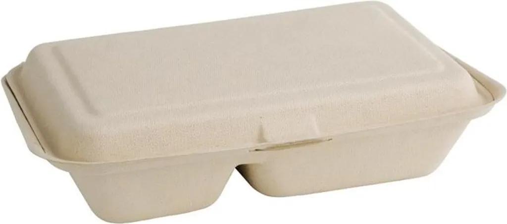 Fiesta Scatole per alimenti in Bagassa Compostabile 2 scomparti Colore Naturale 253 Mm (200 pezzi)