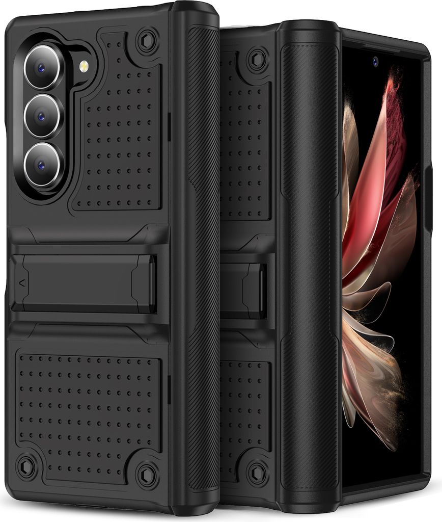 Hülle Für Samsung Galaxy Z Fold 6 Militärqualität Stoßfest Hybrid 2 in 1 Hart PC Weich TPU Handyhülle Schwarz