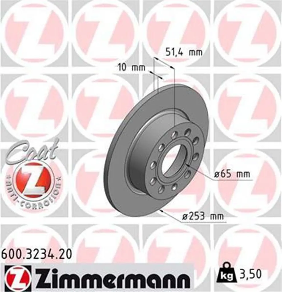 Jeu de 2 disques de frein arrière Zimmermann Coat Z pour essieu arrière