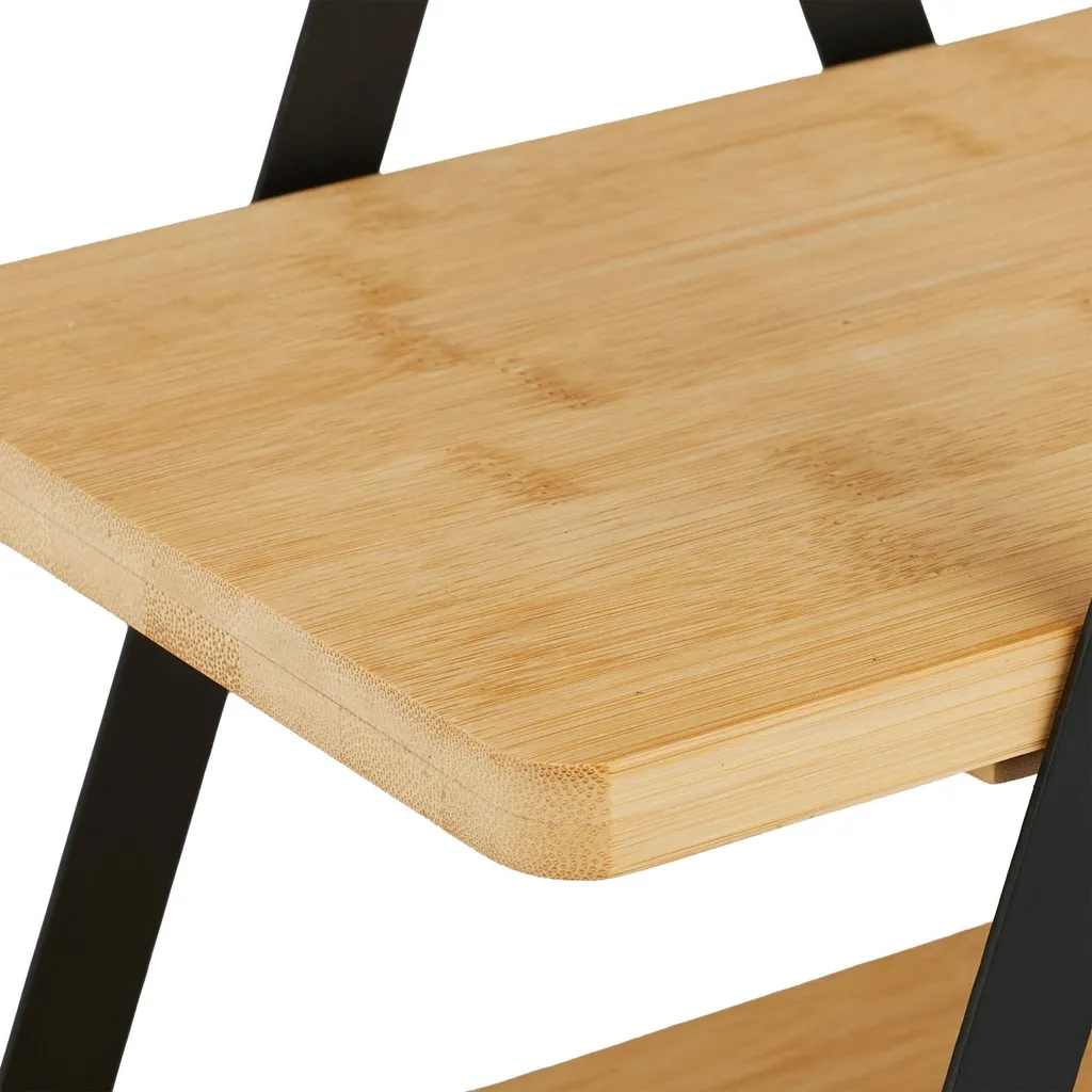 Présentoir à thé 8 compartiments en bois de bambou et structure métal